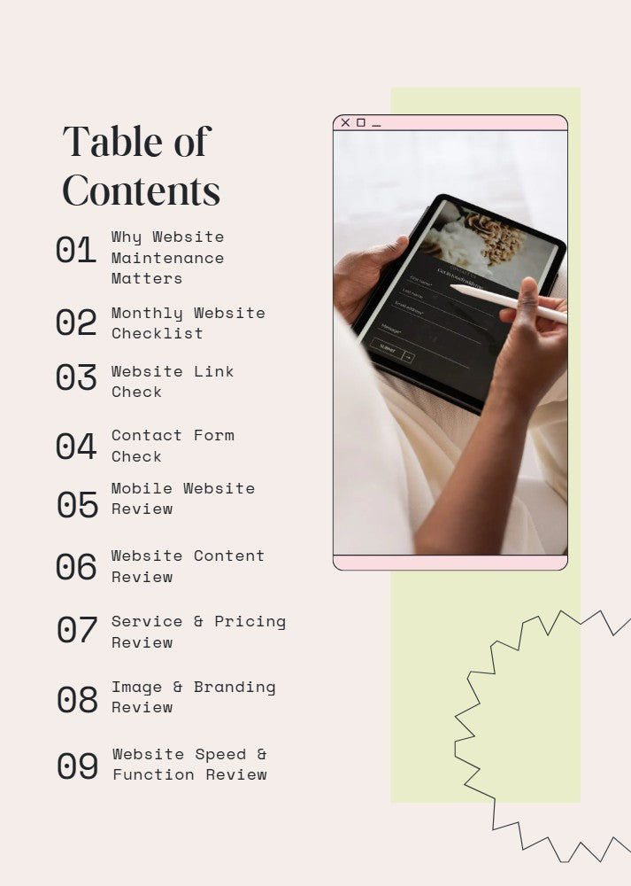 Website Maintenance Checklist - Digital Workbook/Checklist