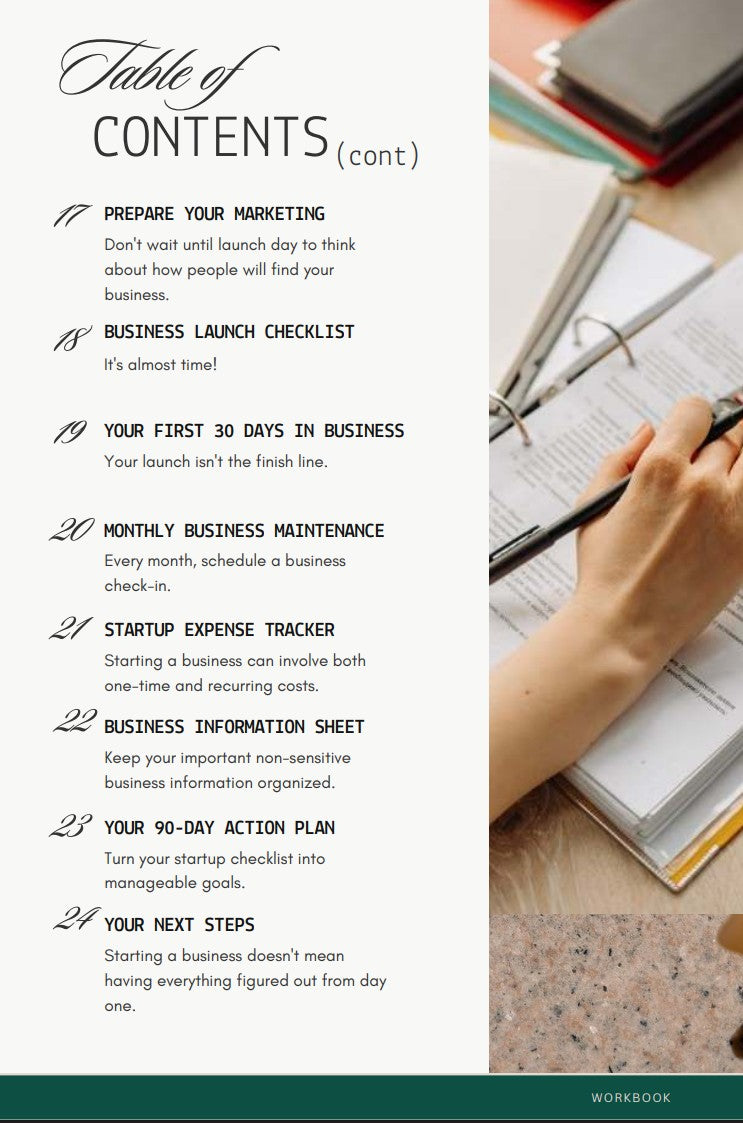 Small Business Startup Checklist - Digital Workbook